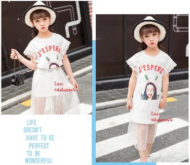 Sales เด็กโต-ชุด2ชิ้นเดรสแขนกุดJ'ESPEREสีขาวลูกไม้+กระโปรงผ้าตาข่ายสีขาวอัดพลีทไซส์ 150รหัสKKK975A
